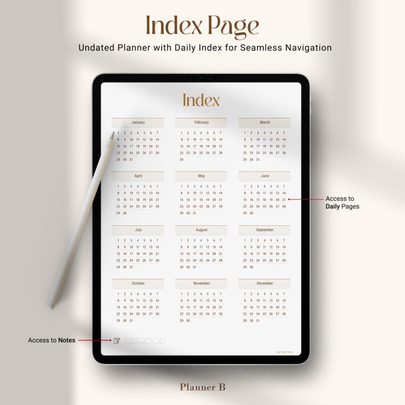 monthly budget planner index page