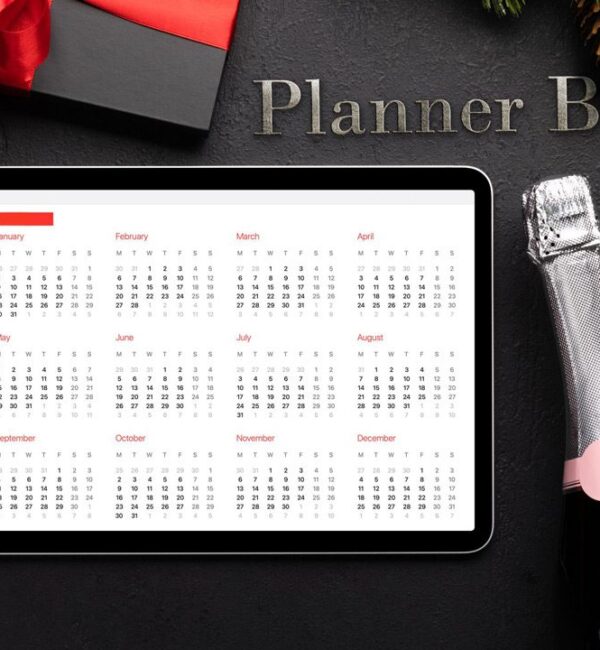 tablet with digital planner christmas decor